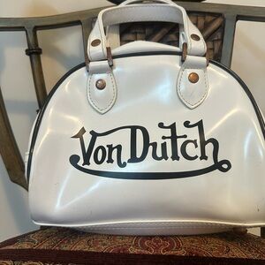 Von Dutch White Mini Bag with Black Logo